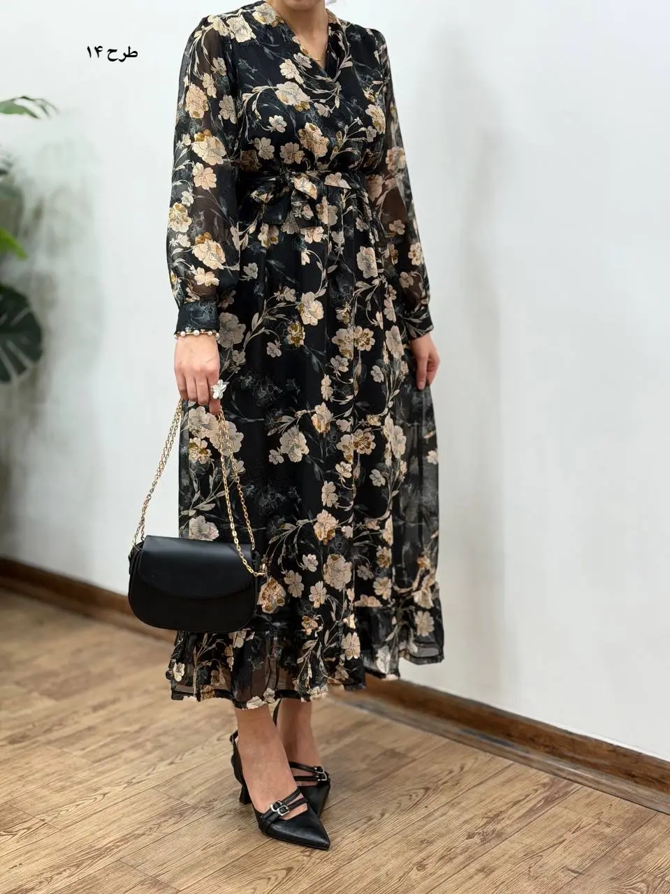 پیراهن بلند حریر آستردار آوا کد 5036